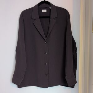 Wilfred Aritzia Women's Charcoal Button-Up Shirt Blazer Style